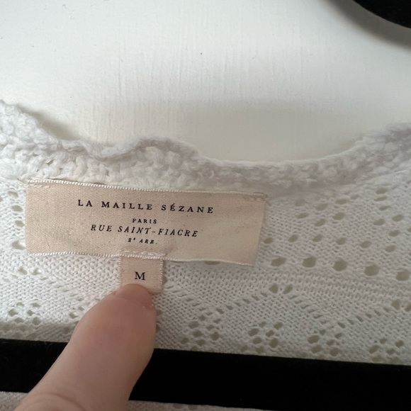 Sezane White Crochet Button-Front Women’s Cardigan - Picture 3 of 6